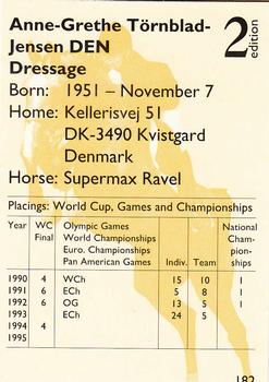 1995 Collect-A-Card Equestrian #182 Anne-Grethe Tornblad-Jensen / Supermax Ravel Back
